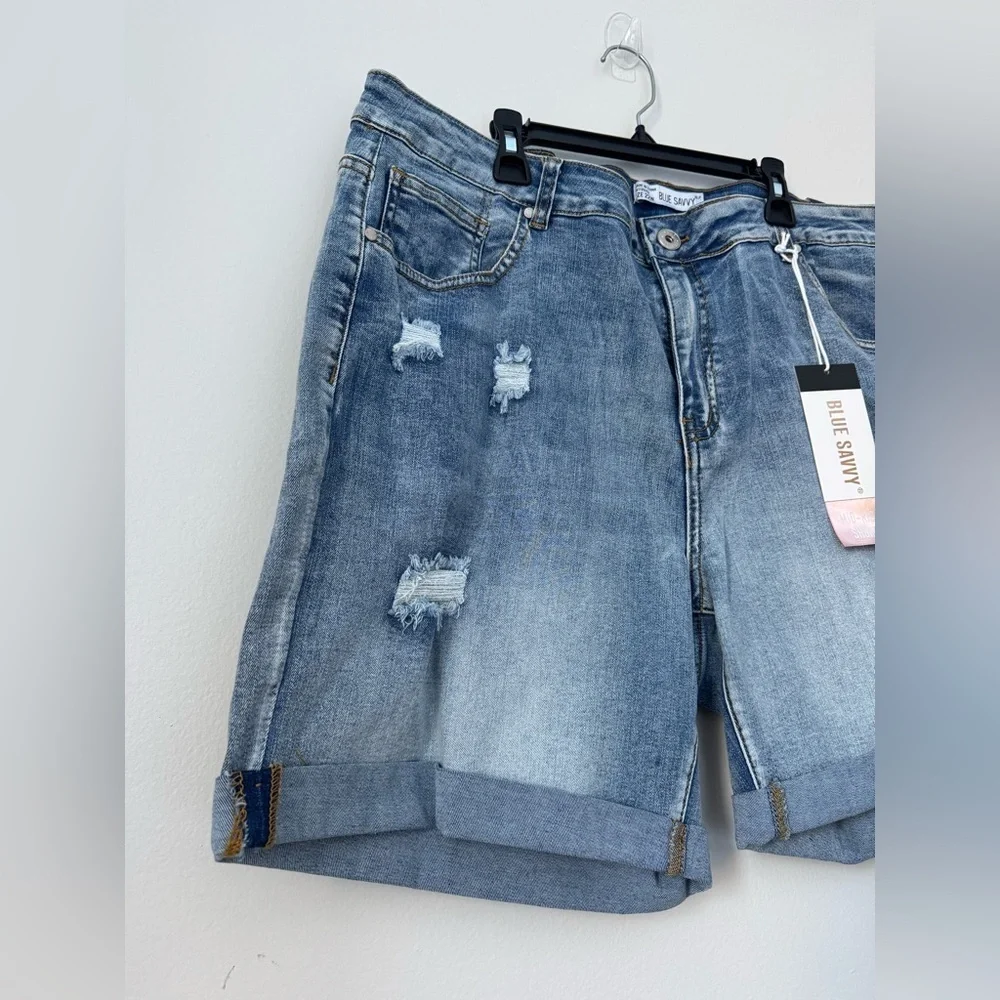 Blue Savy Denim Shorts Jeans Cotton Summer Size 22W NWT - Picture 3 of 6